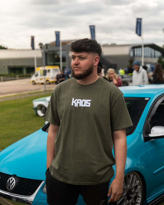 Kaos Oversized Premium embroidered Tee (Khaki & White logo)